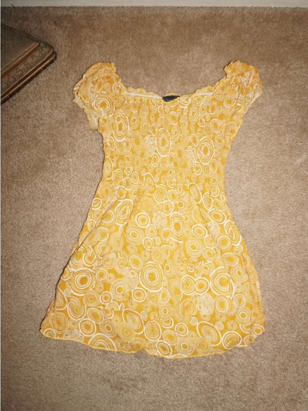 Rue21 Yellow Patterned Mini Dress with Circular Print